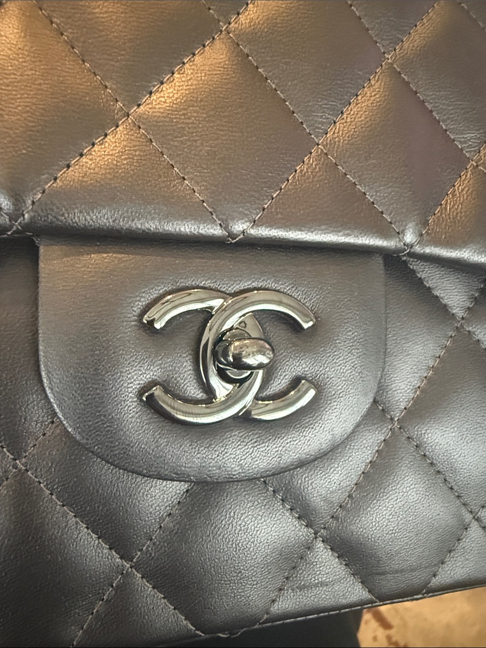 CHANEL Quilted Lambskin Flap Bag - Dark Gray - Picture 2 of 9